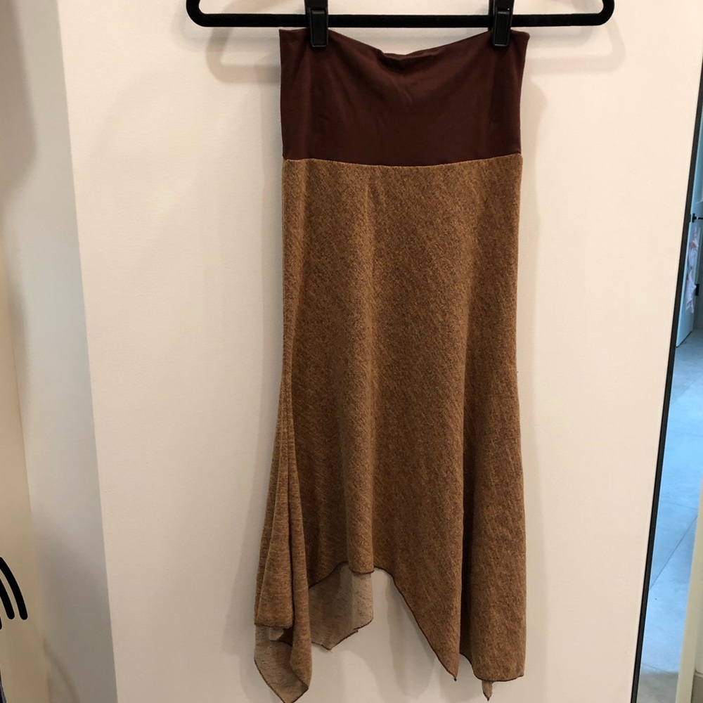 Asymmetrical 2 tone brown skirt XS - Picture 1 of 5